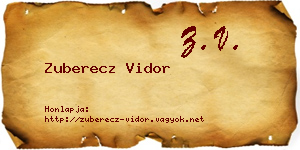 Zuberecz Vidor névjegykártya
